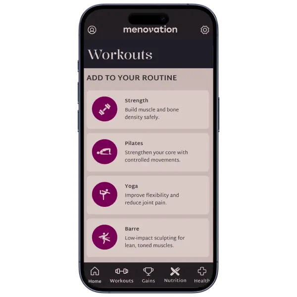 app workout genres screen