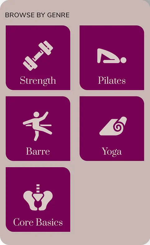 Menovation workout programs genre select