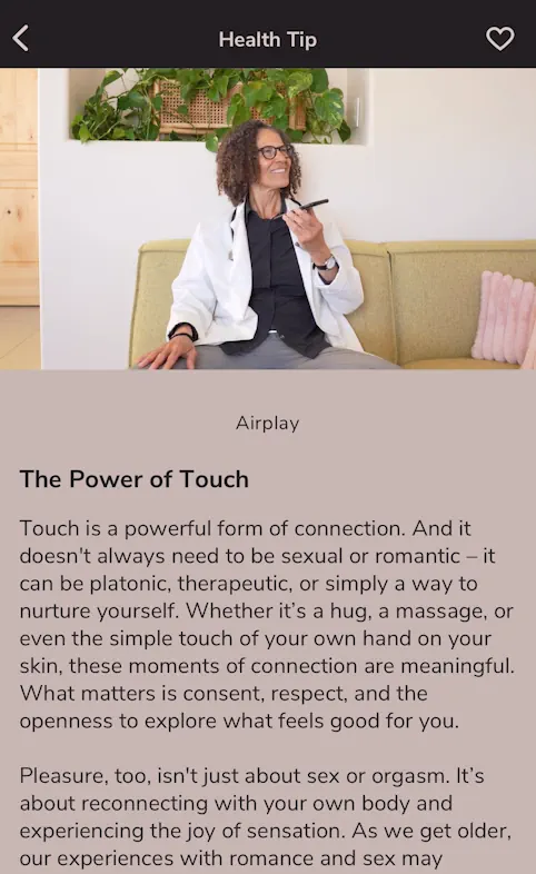 Menovation health tip example