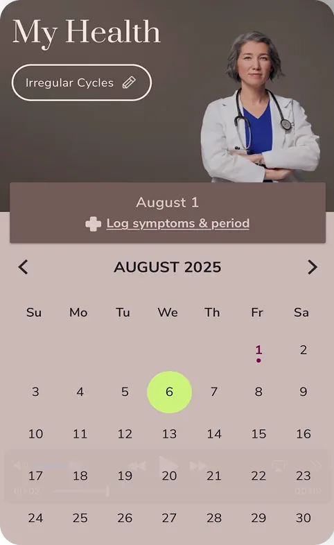 Menovation symptoms calendar feature