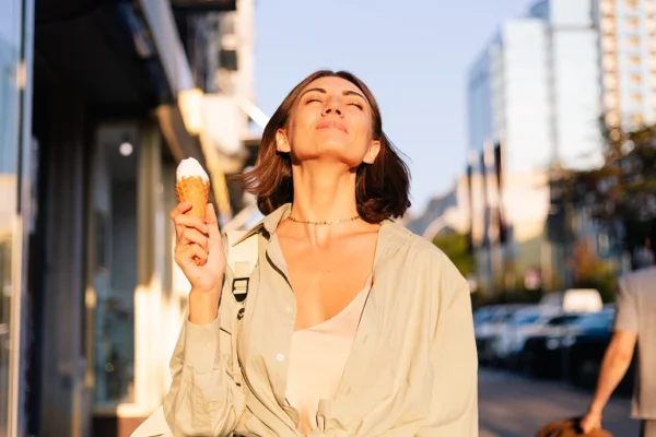 woman relief with icecream