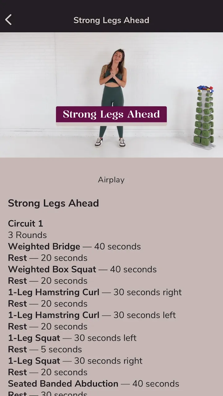 StrongHER workout example in app