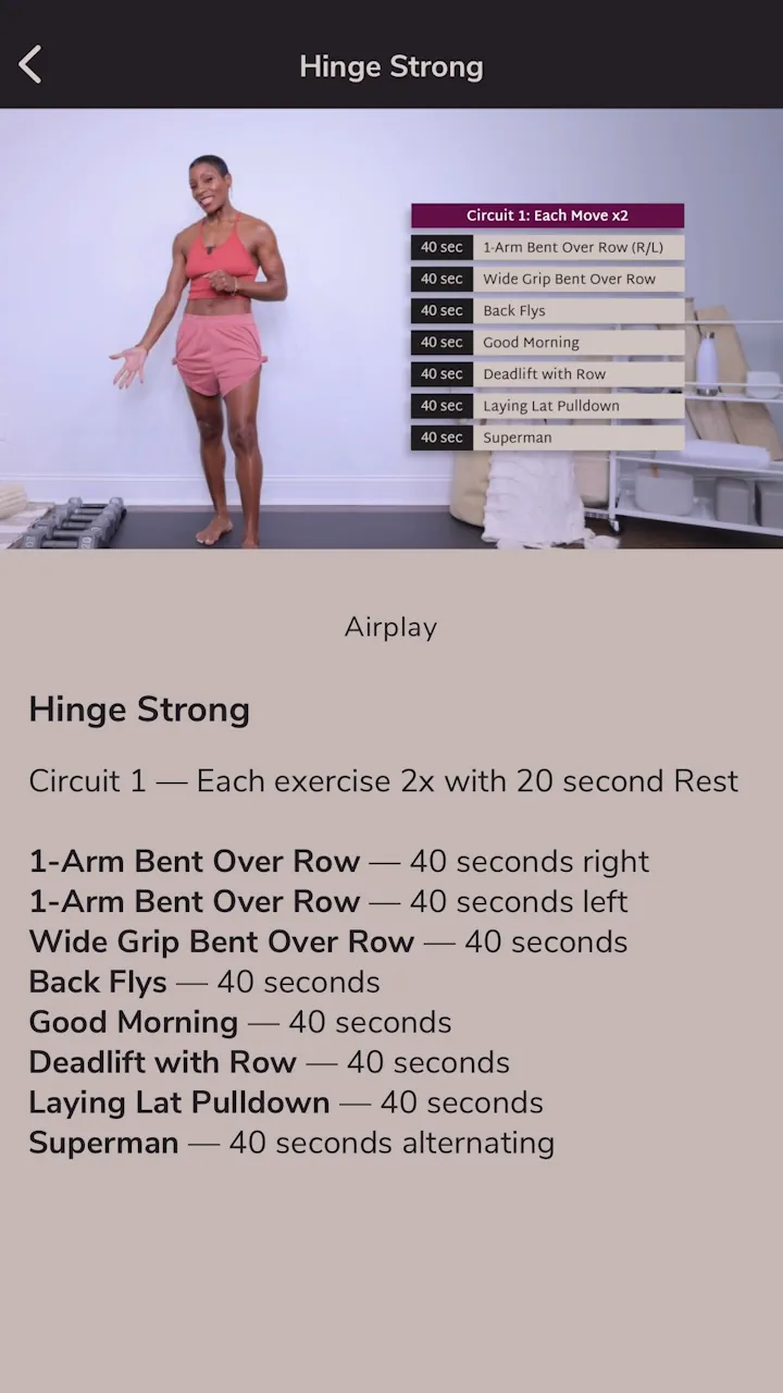 Embody Strength workout example in app