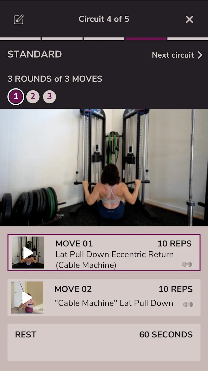 MAM30 workout example in app