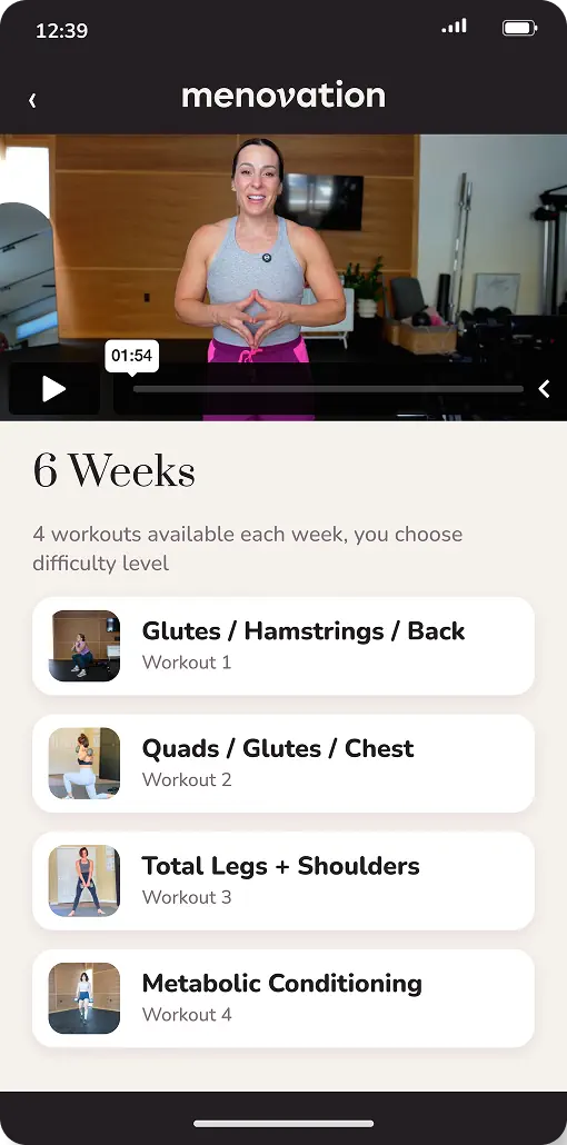 Glute Builder workout example in app
